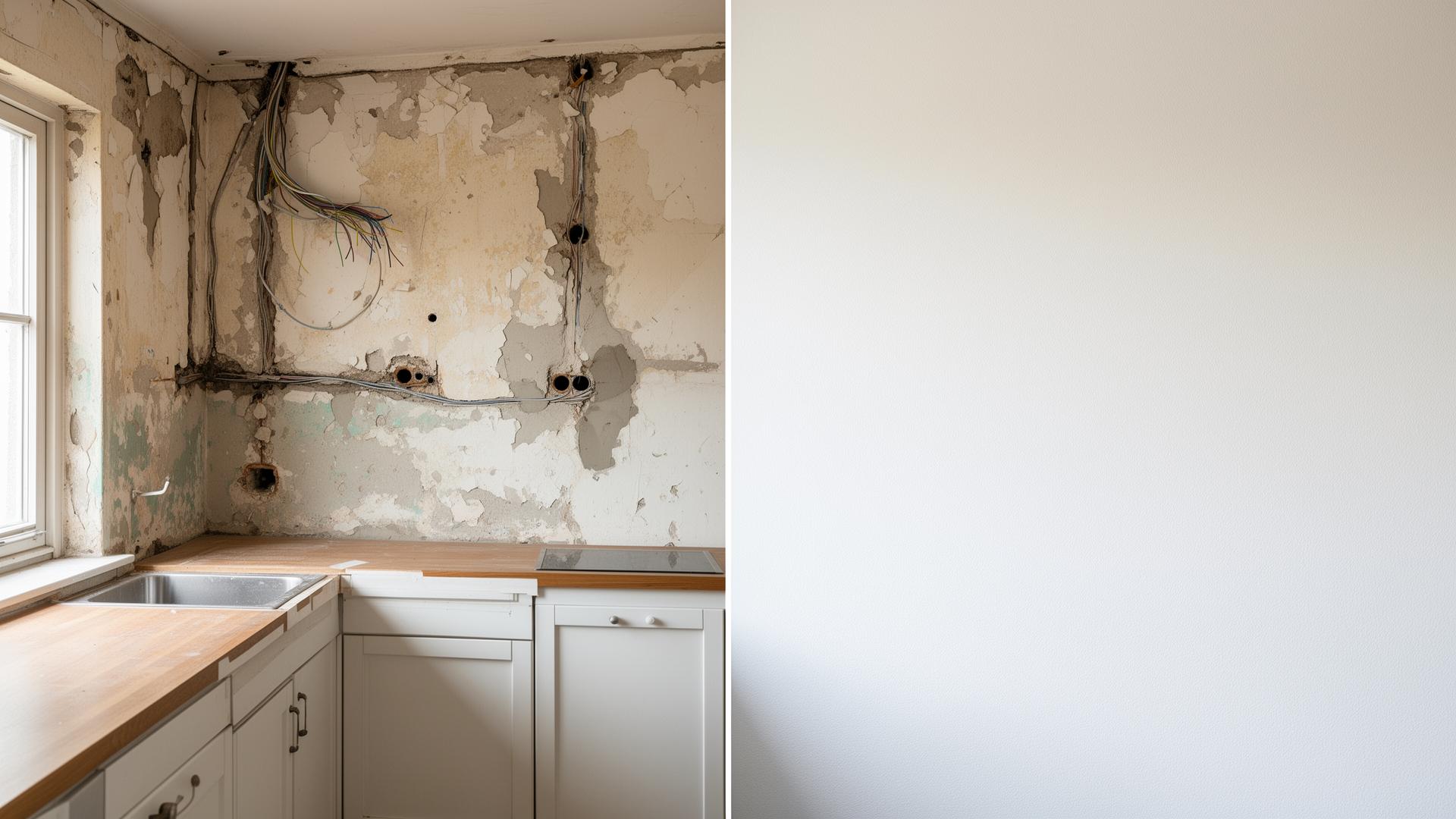 Voor en na spackspuiten